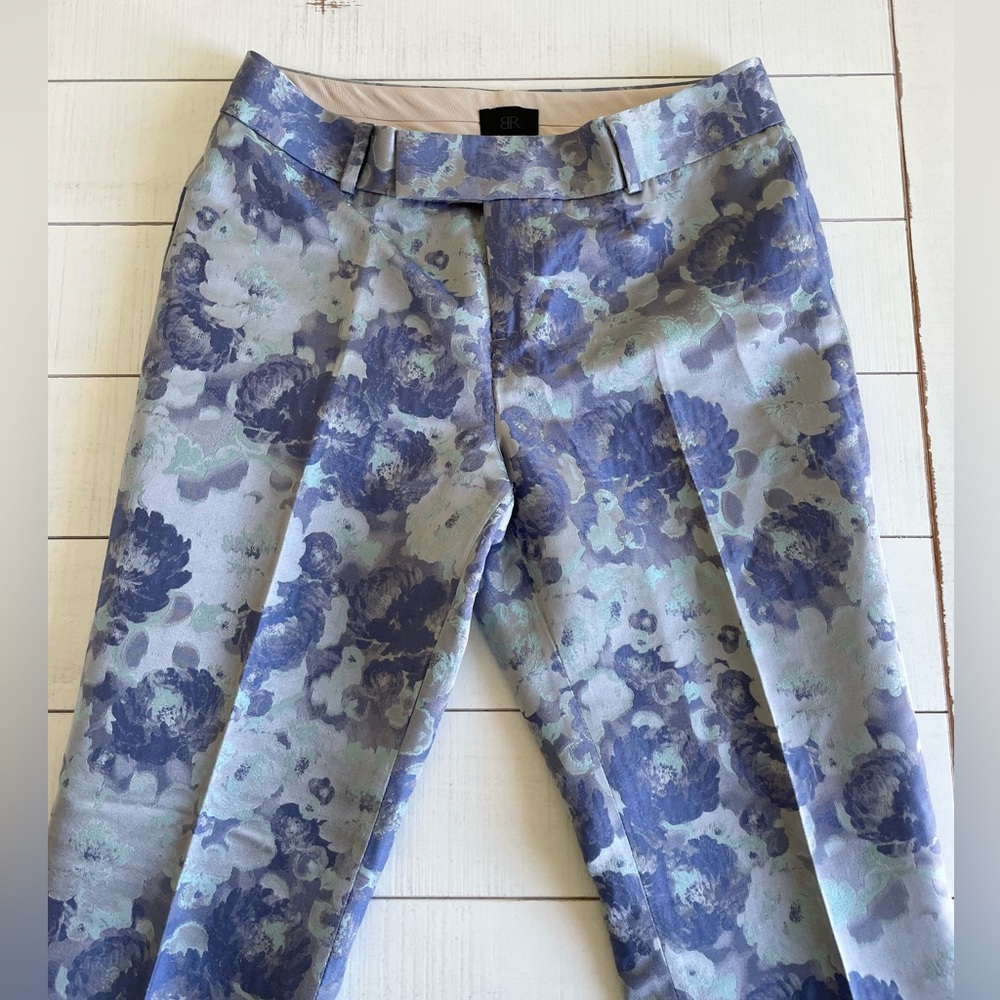 Banana Republic Purple & Blue Floral Sheen Ankle Dress Pants Women’s 0 - Picture 8 of 12